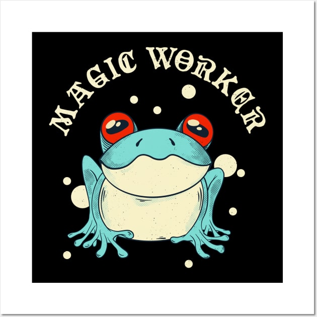 Magic Worker Frog Cottagecore Aesthetic Wall Art by Foxxy Merch